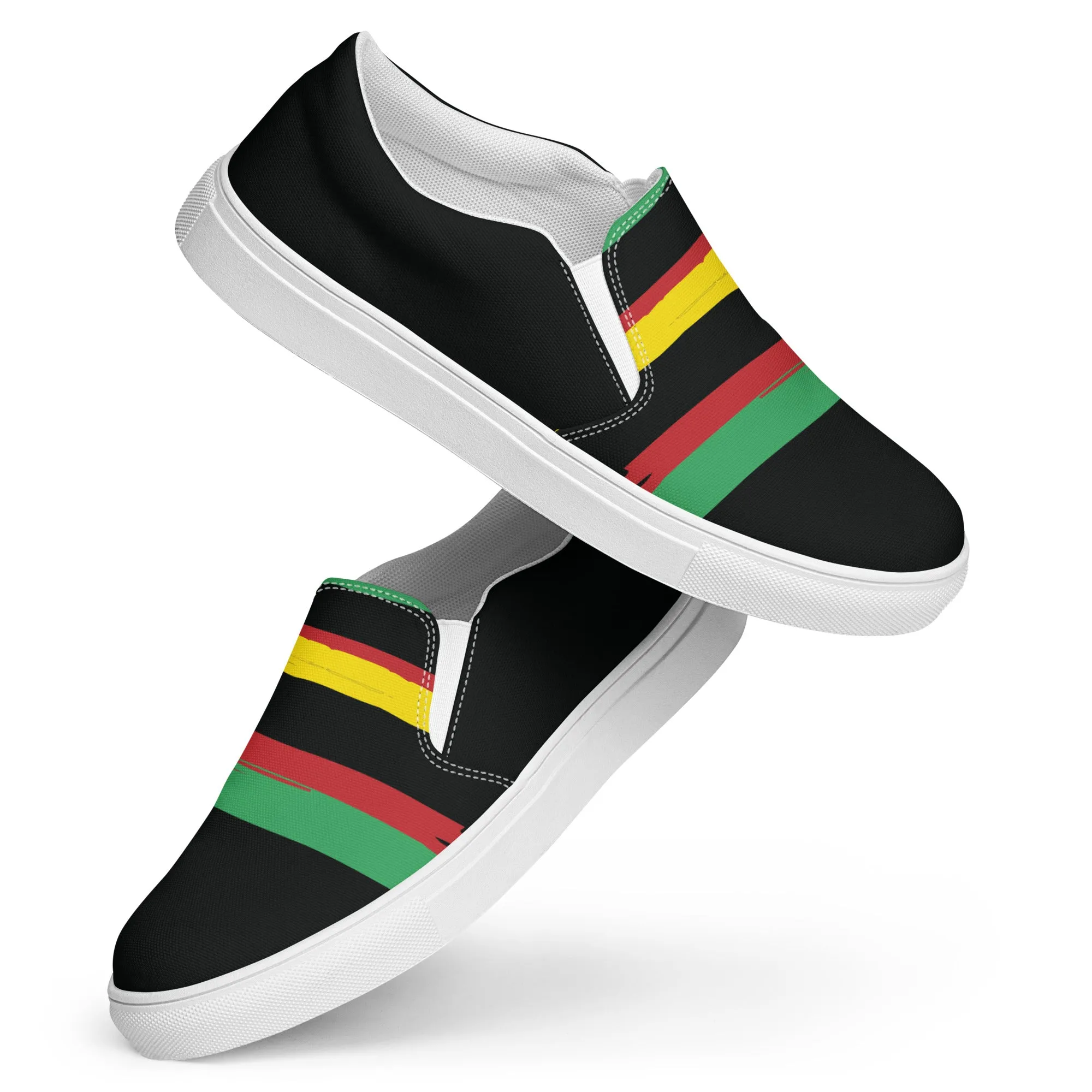 AFRICA STRIPES Women’s Slip-On Canvas Shoes (Black)