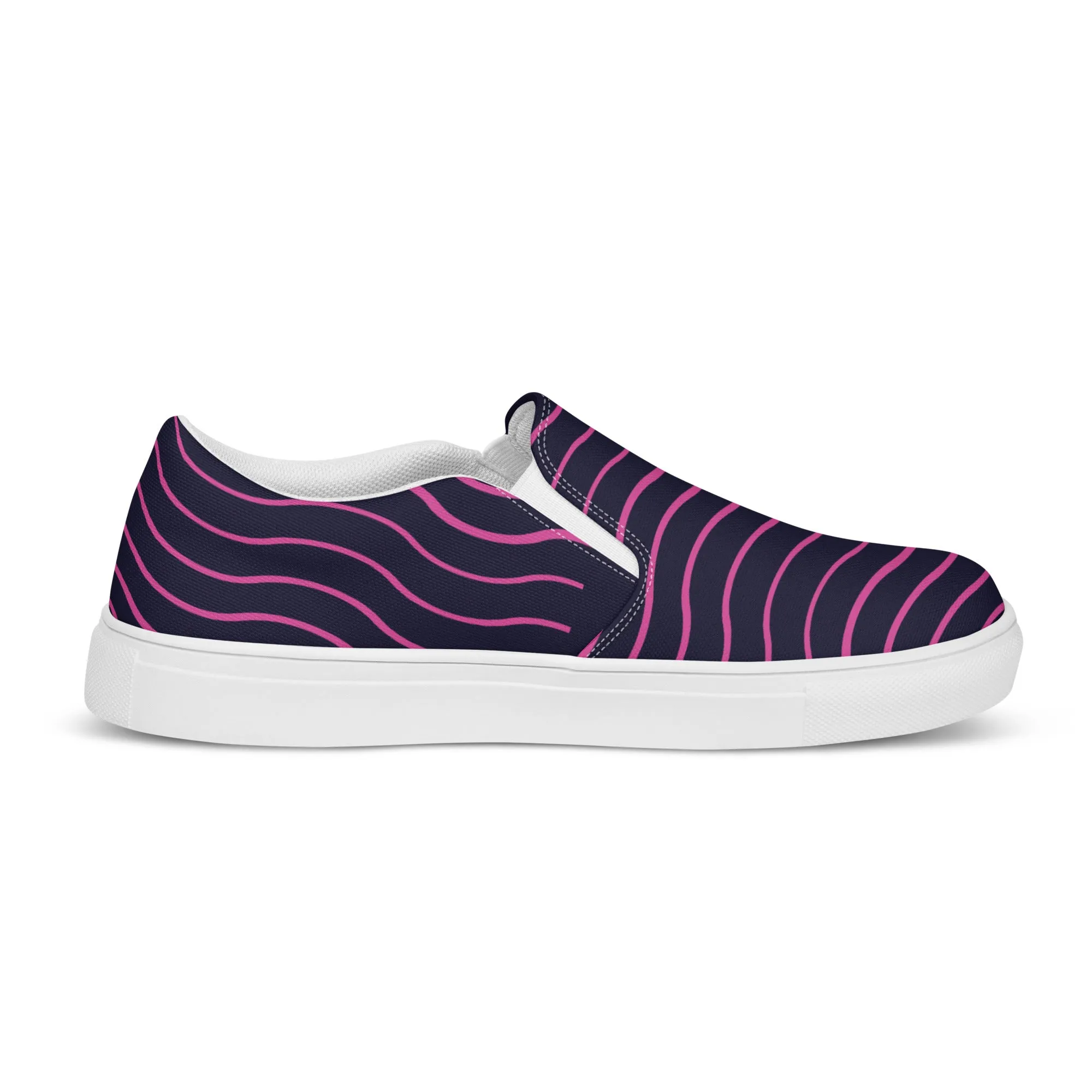 BE LIKE WATER Women’s Slip-On Canvas Shoes (Pink Lines)