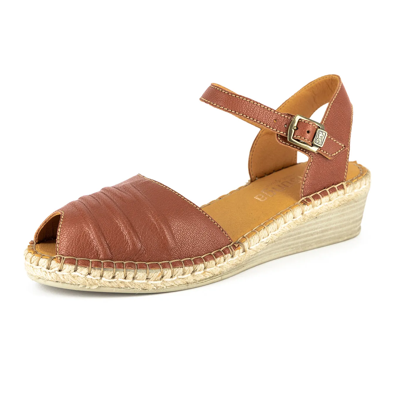 Lontoza : Ladies Leather Wedge Espadrille in Suede Cayak